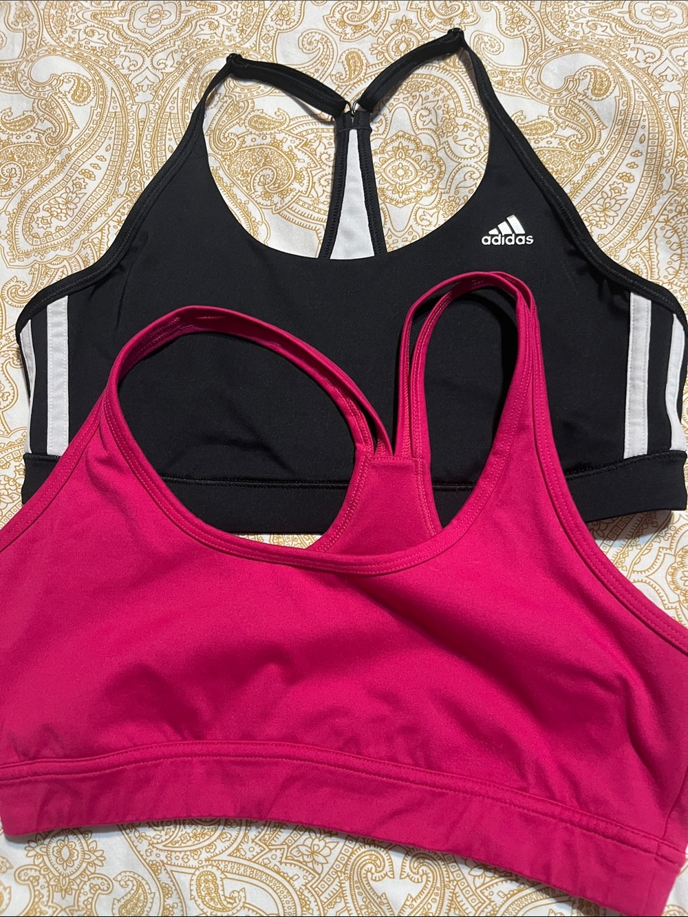 adidas Black & Hot Pink Racerback Sports Bra Duo